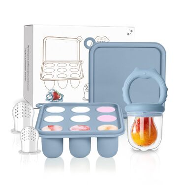 Силіконова годівниця для дитячого фруктового харчування, пустушок та грудного молока (синя)