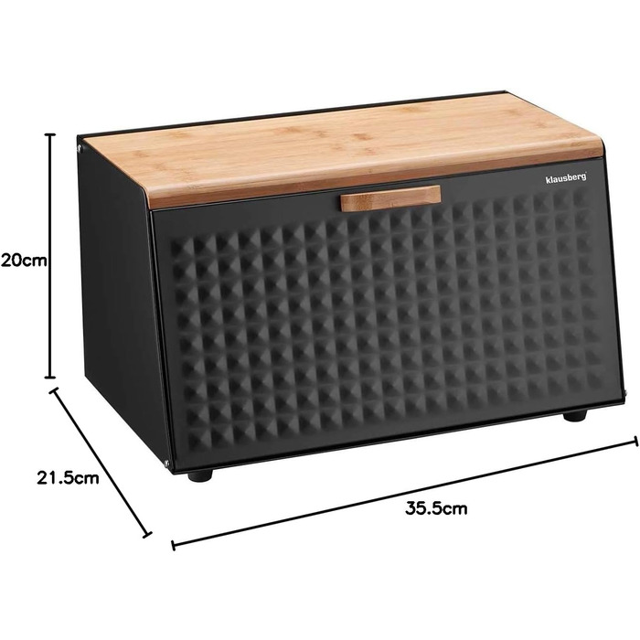 Хлібниця дерев'яна з нержавіючої сталі чорний 35,5 х 21,5 х 20 см Klausberg