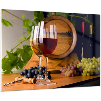 Настінні картини декор вітальні бочка з алкоголем пляшки з напоями картини на склі 120x80 см скляна картина спальня декор кухні настінне мистецтво друк мистецтва великий XXL настінна декорація картина зі скла сучасний GAA120x80-2238 (100Д x 70Ш см)