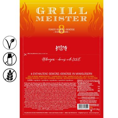 Подарунковий набір спецій ручної роботи, 12 спецій з усього світу (набір) - Літній подарунок та ідеальний подарунок для барбекю День народження, вітання, новосілля, річниця, дружба, Gen Selection, 12 спецій (73651) (Grillmeister, 8 спецій (72302))