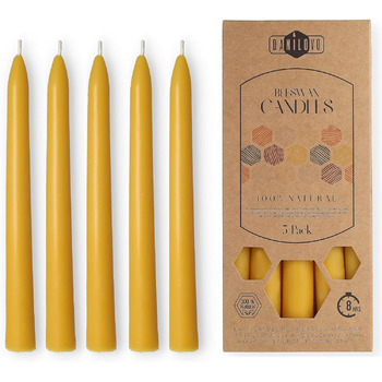 Набір з 5 конічних свічок 2 х 20 см з бджолиного воску, жовтий Danilovo