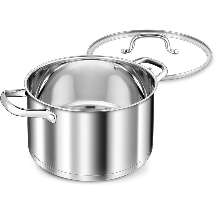 Каструля 7,6 л з нержавіючої сталі зі скляною кришкою 26 см TEAMFAR