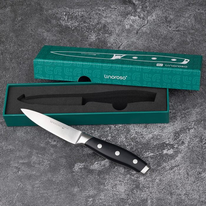 Нож для очистки овощей linoroso 9 см Нож для овощей Острые ножи для фруктов Кухонные ножи Маленькие кухонные ножи Немецкая поковка из углеродистой стали Эргономичная ручка с элегантной подарочной коробкой - Классическая серия 3,5-дюймовый нож для очистки 