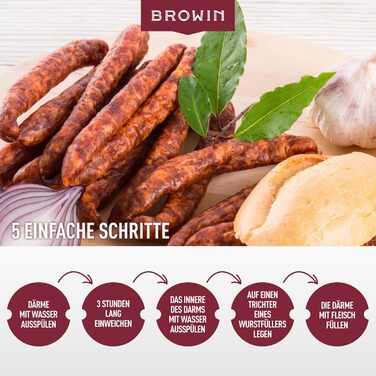 Натуральна оболонка для ковбас Натуральна оболонка вищого сорту для домашньої ковбаси, ялівцевої ковбаси, білої ковбаси, сардельки (калібр 18/20 мм, 91 метр, овеча оболонка)