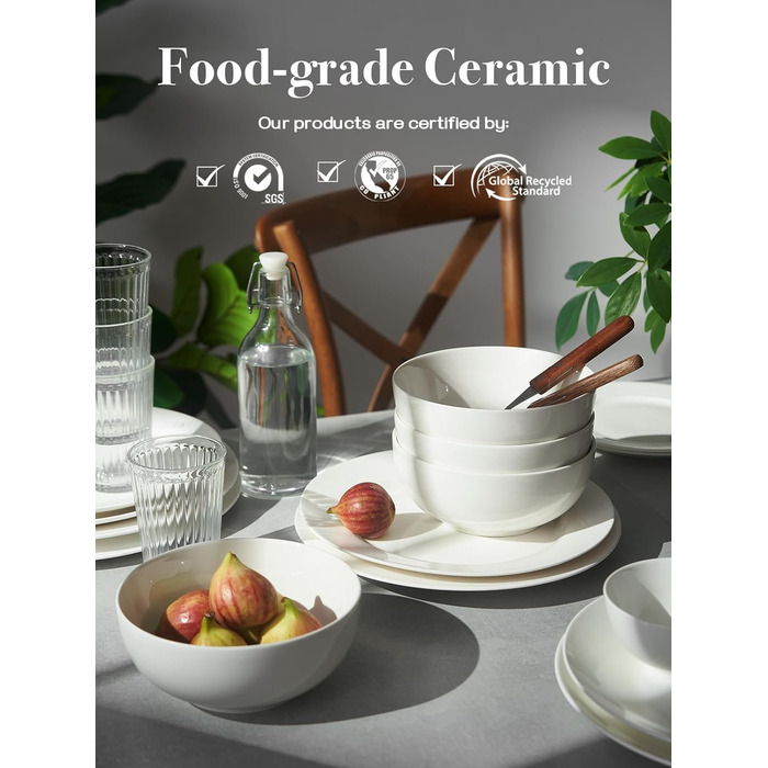 Набір з 4 великих мисок для супу 1,1 л, білий Dowan