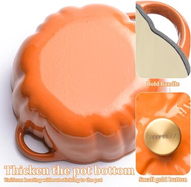 Емальована жаровня у формі гарбуза 1,5 л з кришкою, помаранчева SMELEYOU