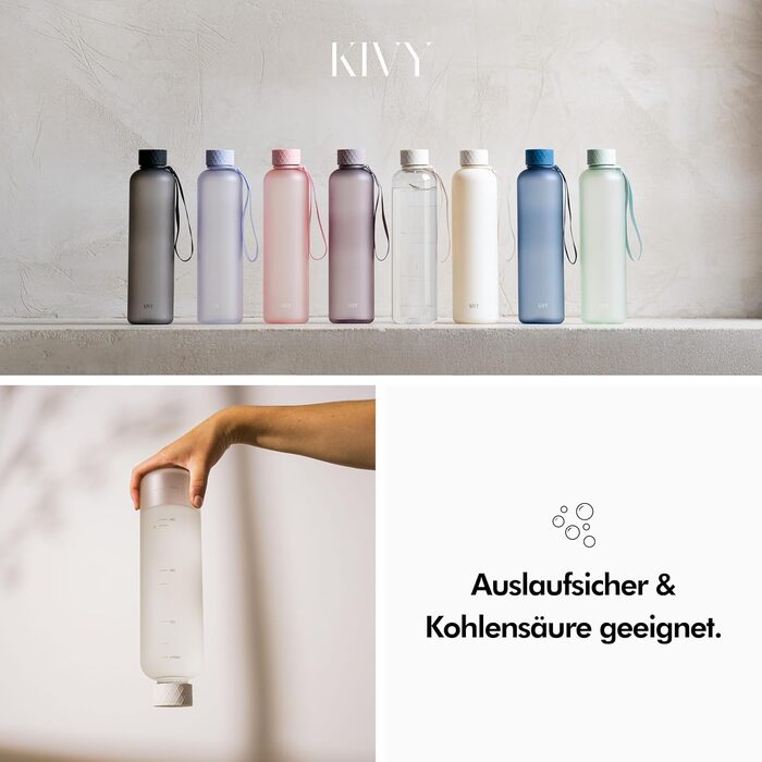 Бутылка для воды 1 л тритановая, белая золотистая KIVY