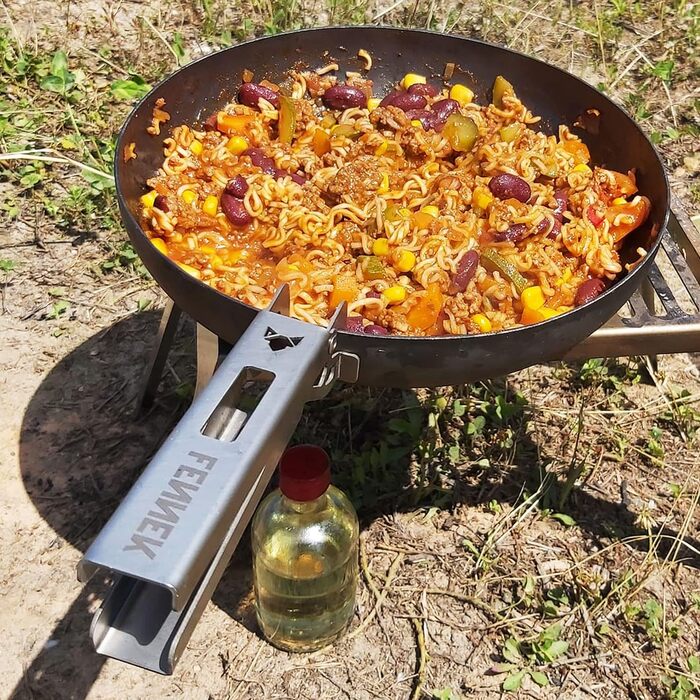 Хобо Преміум Складана вулична плита з термостійкої нержавіючої сталі XL-набір з багатьма аксесуарами Зроблено в Німеччині (титанові плоскогубці)