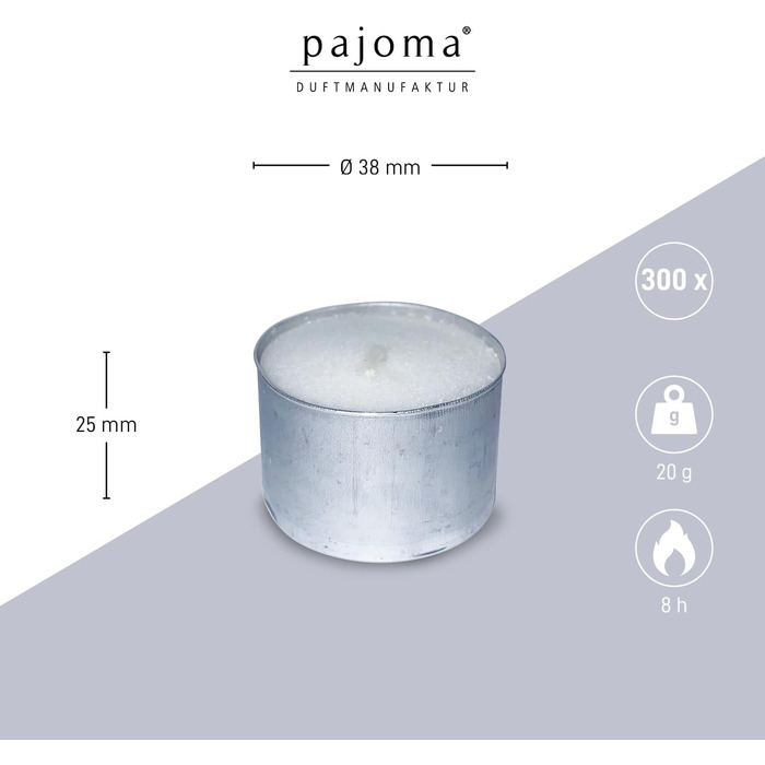 Чайні свічки pajoma, білі Чайні свічки без запаху Час горіння 8 годин - воскова вага 20 г, 25 x 38 мм Для кейтерингу, весіль, декорування, святкування, відпочинку, 100 шт. (1 упаковка) (Без запаху, 100 шт. (3 упаковки))