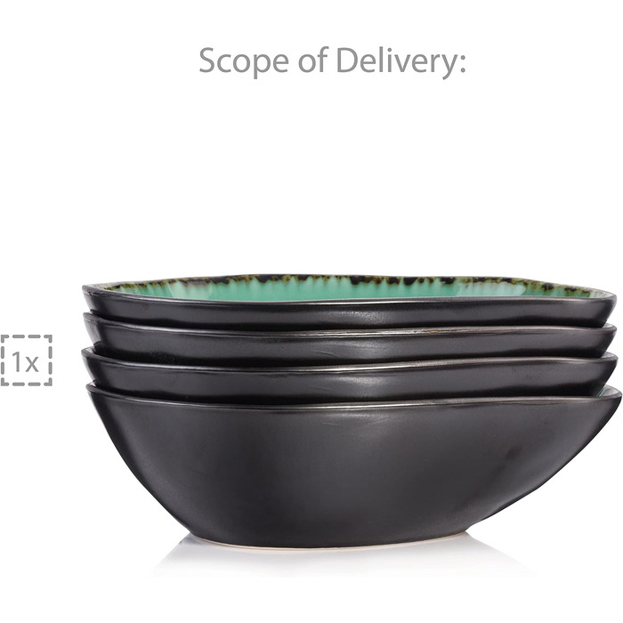 Співачка Набір мисок для макаронних виробів Palm Beach, 4 шт. и, миска для миски, унікальний дизайн, розширюється 1200 мл, макарони 4 шт.