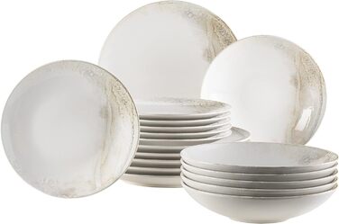 Набір тарілок Mser, керамограніт Ossia, 6 персон, набір тарілок білих / бежевих