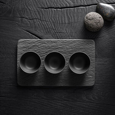 Набір 3 піали з блюдом-підставкою Black/Gray Manufacture Rock Villeroy & Boch