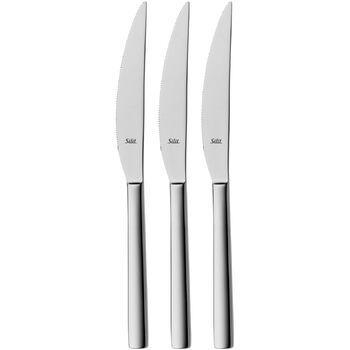 Набір ножів Silit Trend для стейків, 3 шт., 23,2 см. Ніж для стейків з нержавіючої сталі з серрейторною заточкою, ковані леза, ніж для піци. Міцні, стійкі до подряпин, можна мити в посудомийній машині.