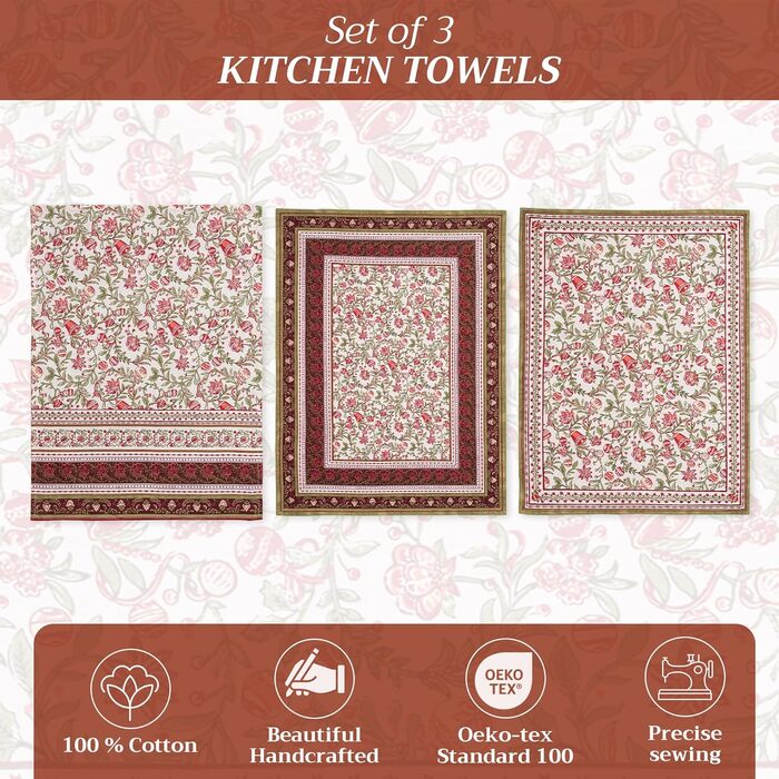 Набір з 3 багатоцільових кухонних рушників Maison d&39 Hermine Rural Christmas, 100 бавовна Барні рушники День подяки/Різдво (50 см x 70 см) (13 - Reveillon Au Jardin)