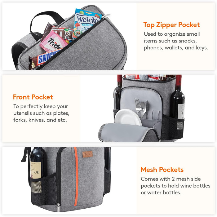 Герметичная сумка-холодильник Рюкзак Водонепроницаемый рюкзак для пикника Изолированная сумка для ланча для мужчин Женщины Работа Пикники Пляж Кемпинг Путешествия Активный отдых, серый серый M, 22L Cool Pack