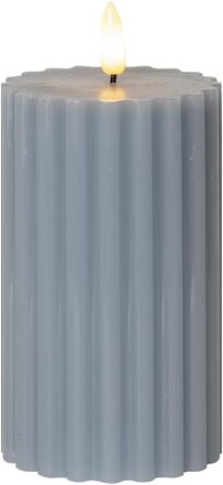 Світлодіодна свічка Стовпчик у формі зірки () світлодіодна воскова свічка з мерехтливим полумям, 15 см x 7,5 см, функція таймера, працює від батарейок (батарейки не входять до комплекту) для використання в приміщенні, зелена (синьо-сіра)