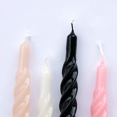 Свічки з крученим конусом, виготовлені в Італії, доступні 25 кольорів, лаковані настільні свічки, спіральні свічки з тривалим часом горіння 5 годин, декоративні свічки, 6 шт. , 2,2 x 21 см (чорні)