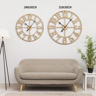 Великі круглі металеві безшумні настінні часи у вінтажному стилі 80 см HAITANG