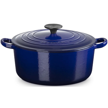 Жаровня 24 см с крышкой, темно-синяя Tradition Le Creuset