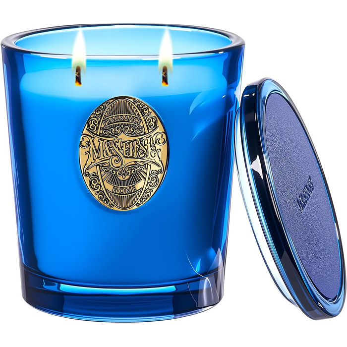 Ароматна свічка M&SENSE Лісова хатина, ароматичні свічки у склянці, натуральна соєва свічка, час горіння 55 годин, подарункові свічки для жінок та чоловіків, подарункова свічка (літня ніч, 560 г)