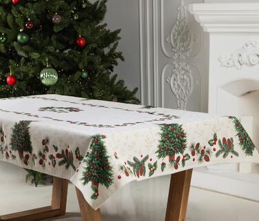 Різдвяна гобеленова скатертина Home of Christmas Скатертина на Різдво та Новий рік (Зелена ялинка (без блискіток), 140x180 см)