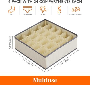 Набор из 4 органайзеров для носков и нижнего белья, хаки Lifewit
