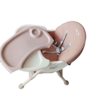 Дитячий стільчик для годування 4 в 1 від 6 місяців з підставкою для ніг рожевий BDW