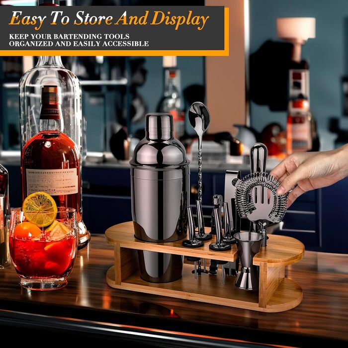 Набір для коктейлів 12 предметів чорний Cadobee