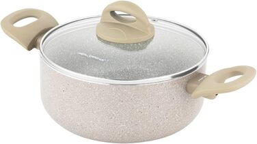Алюмінієва каструля FLORINA 16 см 1,6 л Підходить для індукції Керамічне покриття, стійке до подряпин М&39яка ручка під дерево Термостійка Для всіх варильних поверхонь Легко миється (ISLA, 2,4 л - 20 см)