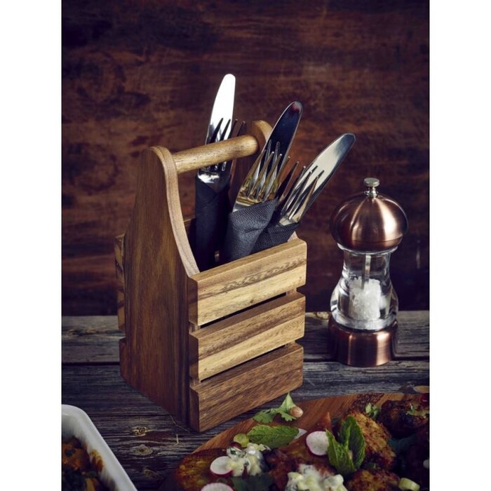 Держатель столовых приборов, акация 10x10x20 см, GenWare