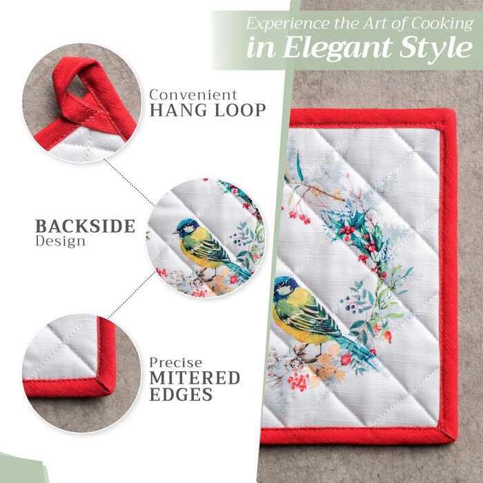 Рукавичка для духовки 19х33 см та прихватка для каструль 20х20 см, набір 2 предмети Maison d' Hermine