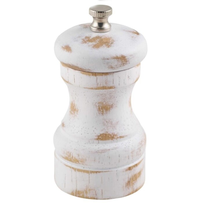 Мельница для соли и перца, 10 см,  белая деревянная, GenWare
