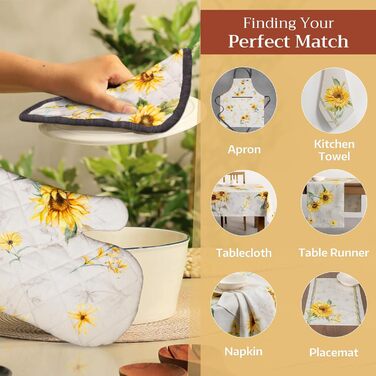 Рукавички для духовки Maison d&39 Hermine, Прихватки для каструль, 100 бавовна, термостійкі кухонні рукавички, рукавички для духовки (19 x 33 см) та прихватки для каструль (20 x 20 см) для приготування їжі, Morzine - Рукавички для духовки (19 x 33 см) та 