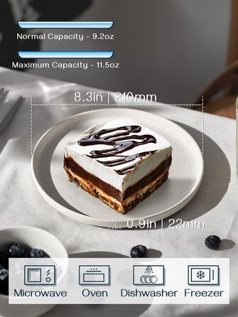Набір з 6 десертних тарілок 21 см, ванільно-білий Dowan