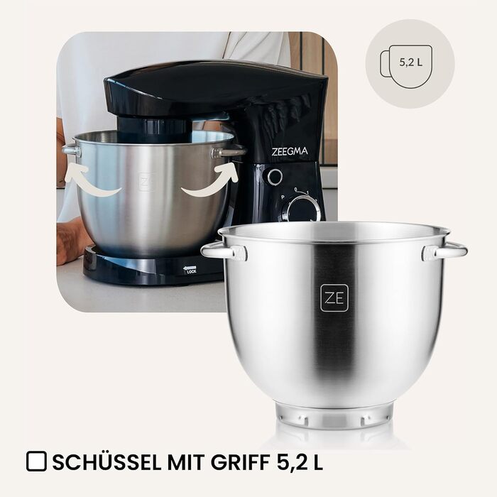 Кухонний комбайн-міксер 1500 Вт 5,2 л чорний Planeet Easy Zeegma