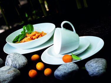 Серия Alesia, фарфоровый комбинированный сервиз 62 предмета, базовая посуда на 6 персон, идеальный стартовый набор, белый