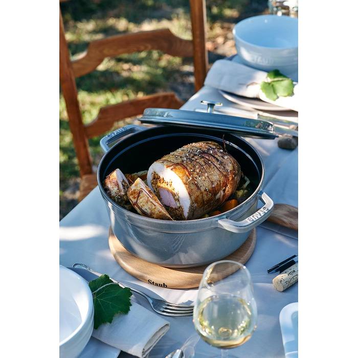 Кокот круглый 24 см, серый графит Staub