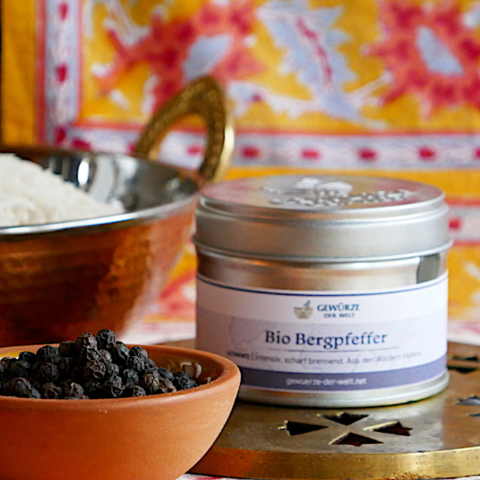 Гірський перець органічний чорний 40 г в банці Gewuerze der Welt