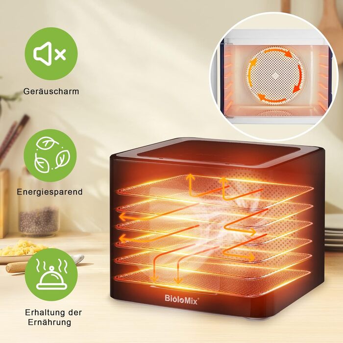 Дегідратор на 6 полиць, 450 Вт, чорний Biolomix