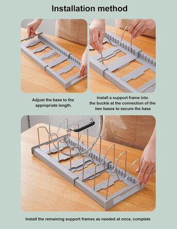 Розширюваний органайзер для каструль, органайзер для каструль та сковорідок, нековзний, регульований розмір, багатоцільовий органайзер для каструль у шафі з 7 тримачами для кухонь, офісів, ресторанів (сірий)