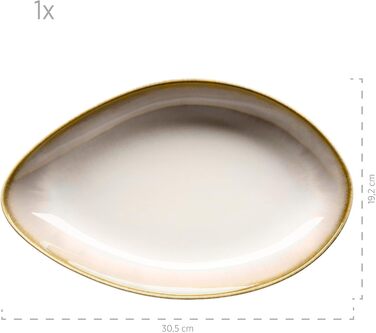 Набор современной посуды на 4 персоны с уникальной формой и цветовым градиентом от кремово-белого, винтажный вид из 16 предметов, керамогранит (сервировочные тарелки, бежевый), 931991, La Sinfonia