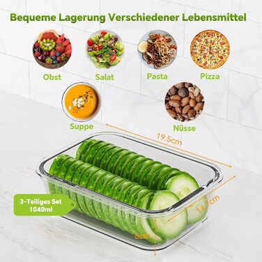 Набір скляні контейнери з кришками, 3 предмети, TUSEASY