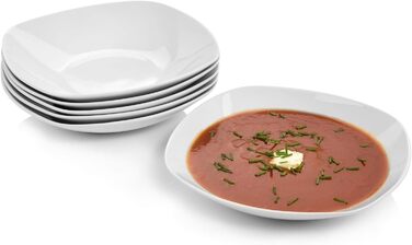 СПІВАЧКА Білий обідній сервіз Bilgola, порцеляновий набір посуду з 30 предметів на 6 персон, набір тарілок округлого дизайну, обідня тарілка (супова тарілка 6 шт. )