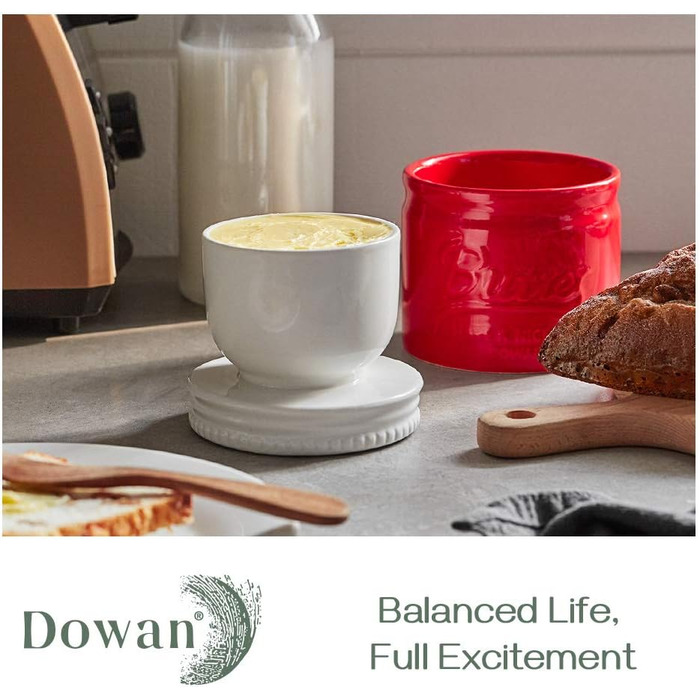 Порцеляновий горщик для масла з кришкою, червоний DOWAN