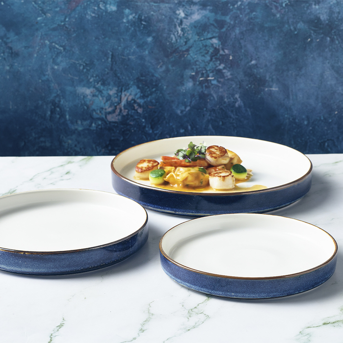 Тарелка презентационная с бортиком двухцветная 26*3.3 см, Terra Porcelain Aqua Blue, GenWare