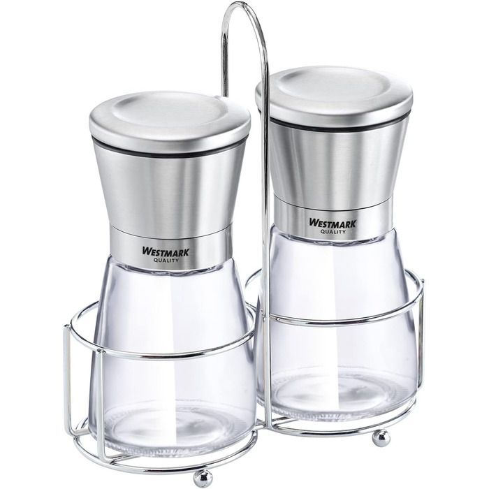 Дисплей Westmark, Вміст 6 дозаторів, Ємність 190 мл кожен, Скло/Нержавіюча сталь/Пластик, Прозорий/Чорний/Сріблястий, 63592611 (кружений, , Прозорий/Сріблястий/Чорний)