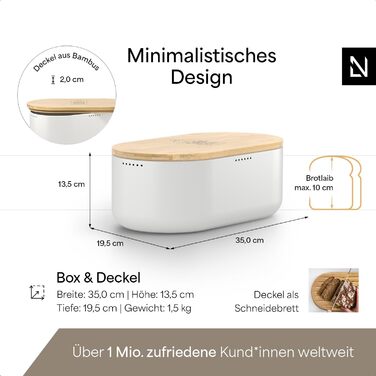 Хлібниця з бамбуковою  кришкою 35 x 19,5 x 13,5 см білий LARS NYSØM