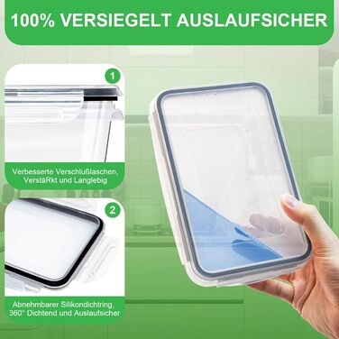 Набір Kottwca, набір Tupperware із 30 предметів (15 контейнерів 15 кришок), кухонні коробки для приготування їжі, 100 герметичні, без бісфенолу А, контейнер для зберігання продуктів для мікрохвильової печі та холодильника (набір із 20 великої місткості)
