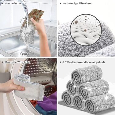 Набір швабр та відром з 6 накладками з мікрофібри коричневий Myiosus