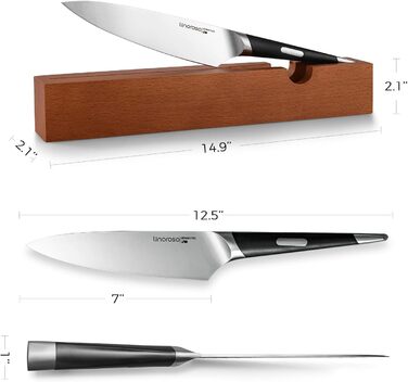 Кухонный нож Острый нож для мяса профессионально выкованный из импортной высокоуглеродистой нержавеющей стали с красивым магнитным держателем для ножей - метеорит (нож шеф-повара 7 дюймов), 7 Santoku Knife